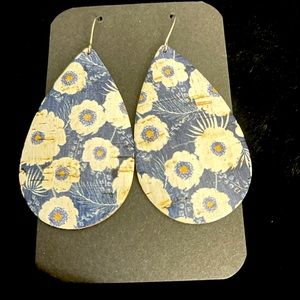 Eleven 10 All Leather earrings brand new blue flower print